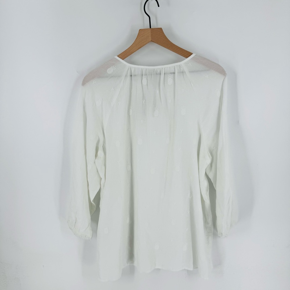 CLEARANCE J. Jill White NWT Boho Coastal Tropical Tassel Peasant Top Size‎ Large - Picture 2 of 7
